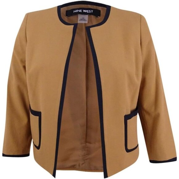 Nine West Women's Ponte Neck Jacket w/ Trimming Detail - Size 8 - Picture 2 of 16